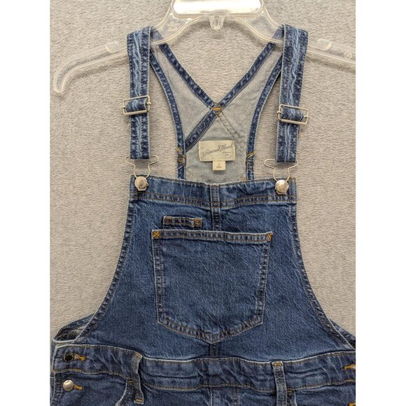 Universal Thread Overalls Womens 8 Blue Denim Bib Adjustable Straps Stretch - Picture 2 of 16